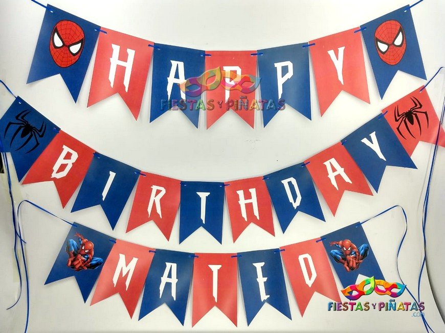 FESTÓN PERSONALIZADO SPIDERMAN - HOMBRE ARAÑA FELIZ CUMPLEAÑOS CON NOMBRE  PARA NIÑOS - Fiestas y Piñatas Bogotá ✓ - Piñatería Online